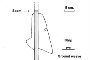 BE97 0103 Diagram of the sail fragment with reinforcing strips and a repair patch